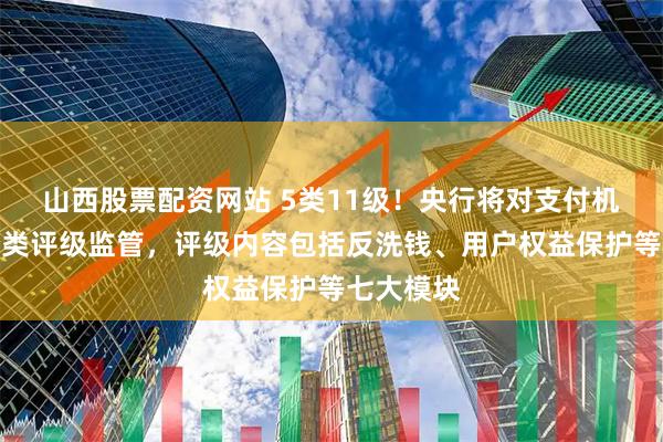 山西股票配资网站 5类11级！央行将对支付机构进行分类评级监管，评级内容包括反洗钱、用户权益保护等七大模块