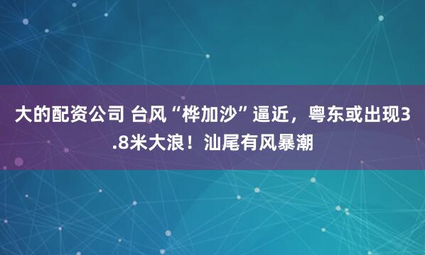 大的配资公司 台风“桦加沙”逼近，粤东或出现3.8米大浪！汕尾有风暴潮