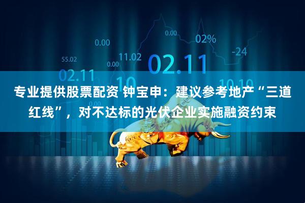 专业提供股票配资 钟宝申：建议参考地产“三道红线”，对不达标的光伏企业实施融资约束