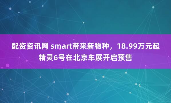 配资资讯网 smart带来新物种，18.99万元起精灵6号在北京车展开启预售